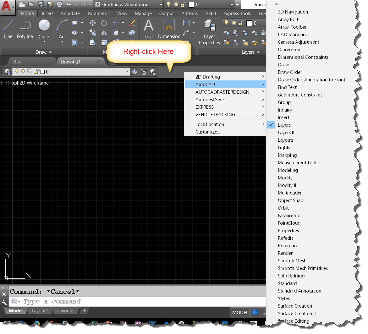 how to add tool palette in autocad 2018